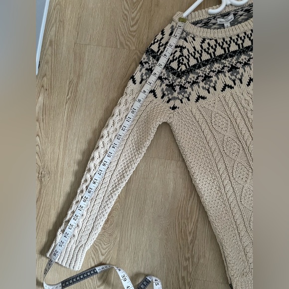 LL Bean Signature Cream Cable Knit Sweater Fair Isle Size S - Picture 12 of 15